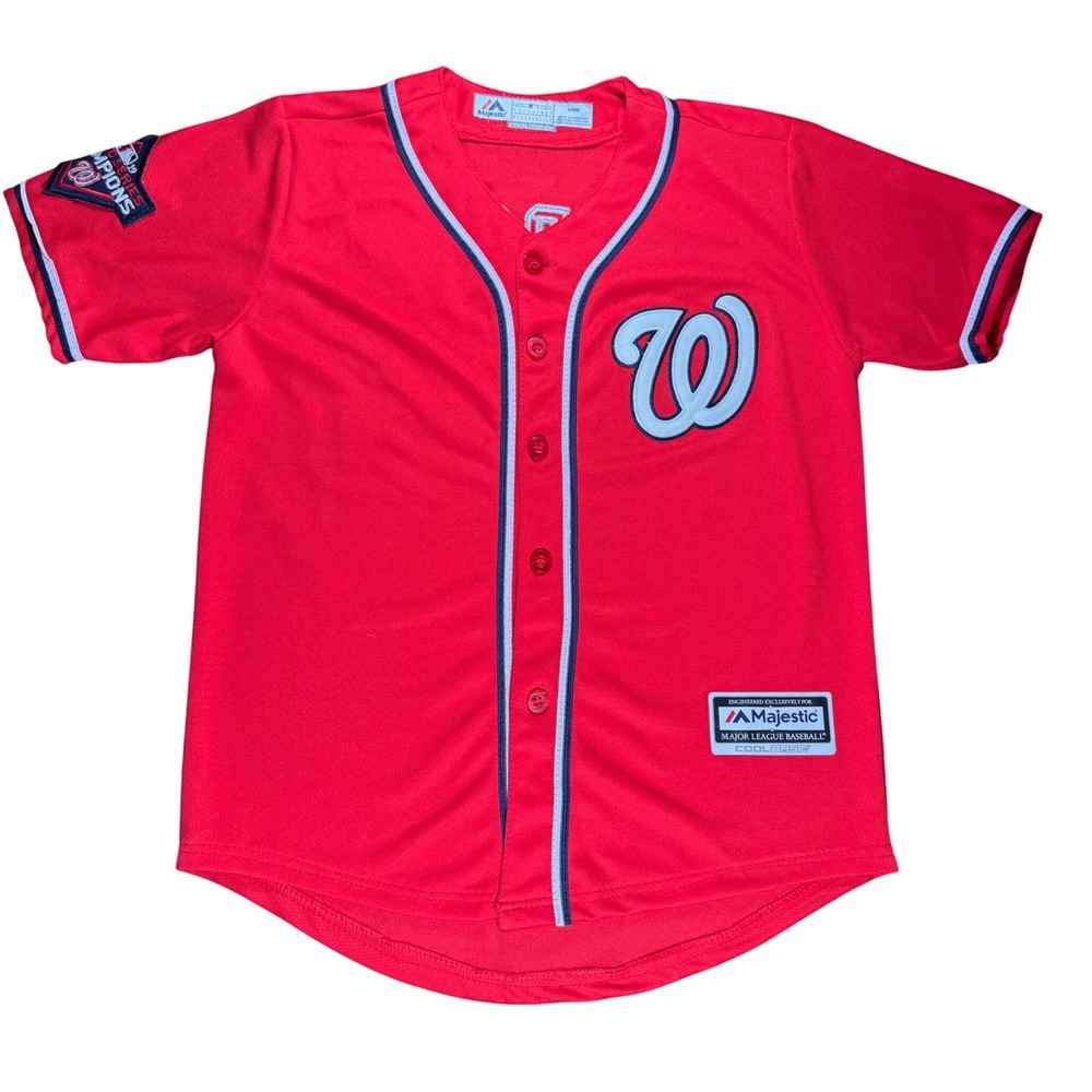 Majestic Washington Nationals Hudson 44 2019 World Series Jersey Kids Medium Red